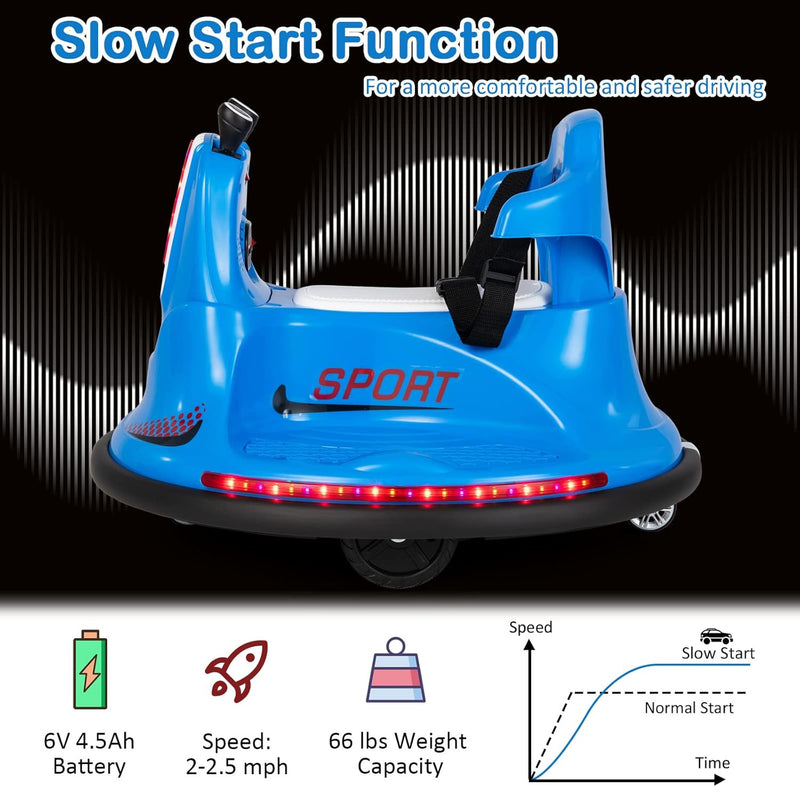 Electric Ride-On Bumper Car 12V with Soft Bumper, Dual Driving Modes, Music, and LED Lights Magic Cars 4