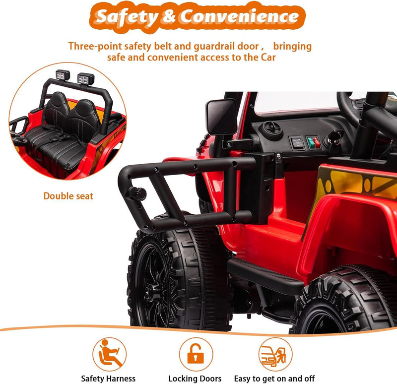 Electric Ride-On Truck for Kids 2-Seater Battery Powered with 4x35W Wheels Magic Cars 3