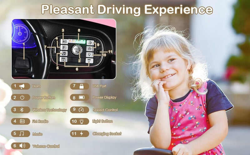 Electric Ride-On Car for Kids with Remote Control, Power Wheels, Headlights, and Music Magic Cars 11