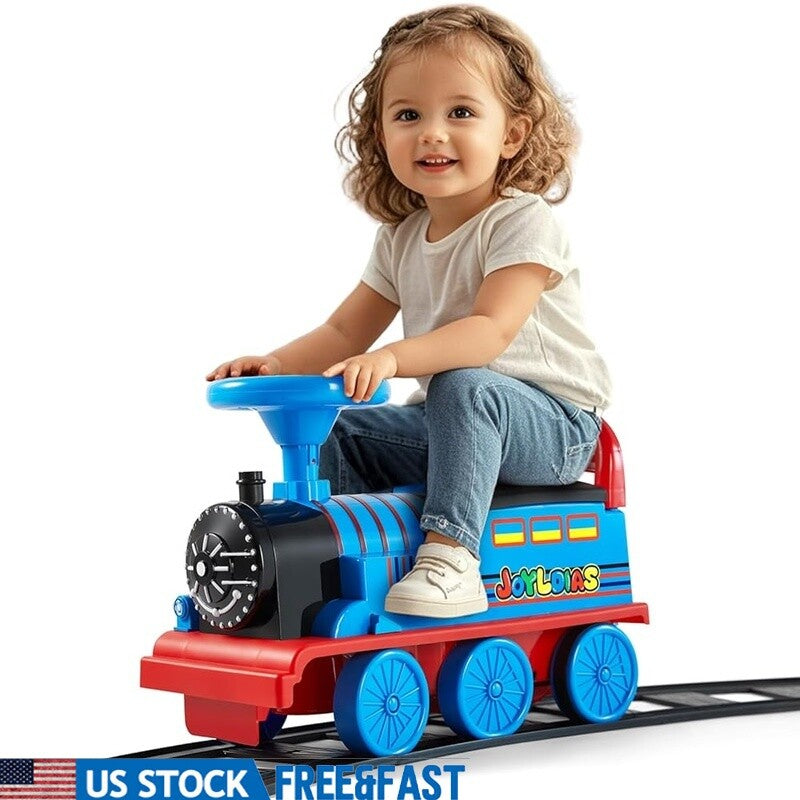 Toddler Electric Ride-On Train with Curved Tracks, Lights, Horns and Hidden Storage Magic Cars 0