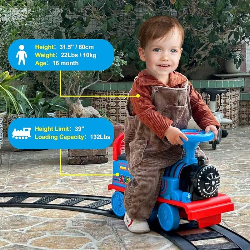 Toddler Electric Ride-On Train with Curved Tracks, Lights, Horns and Hidden Storage Magic Cars 6