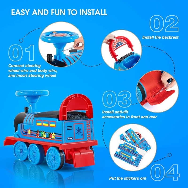 Toddler Electric Ride-On Train with Curved Tracks, Lights, Horns and Hidden Storage Magic Cars 7