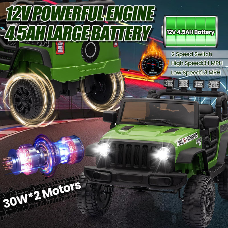 12V Electric Ride-On Truck with Remote Control and Powerful Battery for Kids Magic Cars 18