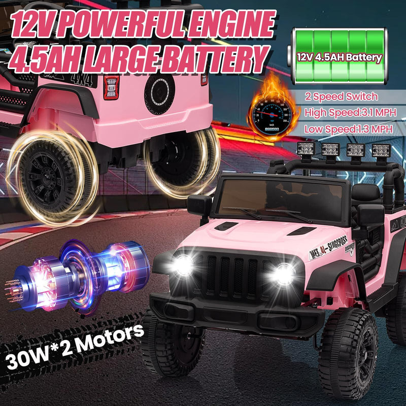 12V Electric Ride-On Truck with Remote Control and Powerful Battery for Kids Magic Cars 2