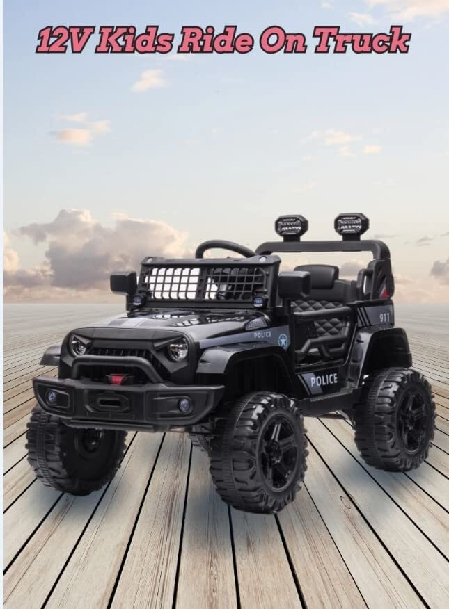12V Battery-Powered Electric Ride-On Truck with Remote Control and 3 Speed Settings for Kids Magic Cars 4