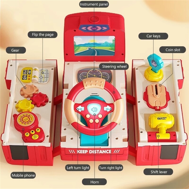 Motorized Electric Transforming Bus Toy with Music and Lights for Kids Magic Cars 7