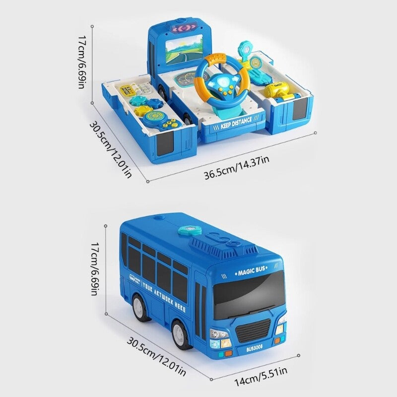 Motorized Electric Transforming Bus Toy with Music and Lights for Kids Magic Cars 8