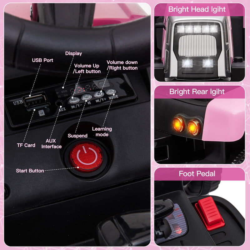 12V Electric Kids Ride-On Tractor with Trailer and Remote Control Battery Powered Car Magic Cars 6