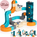 Kids' Electric Train Playset with 2 USB Rechargeable Trains and 3D Tracks for Ages 3-8 Magic Cars 10