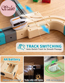 Kids' Electric Train Playset with 2 USB Rechargeable Trains and 3D Tracks for Ages 3-8 Magic Cars 2