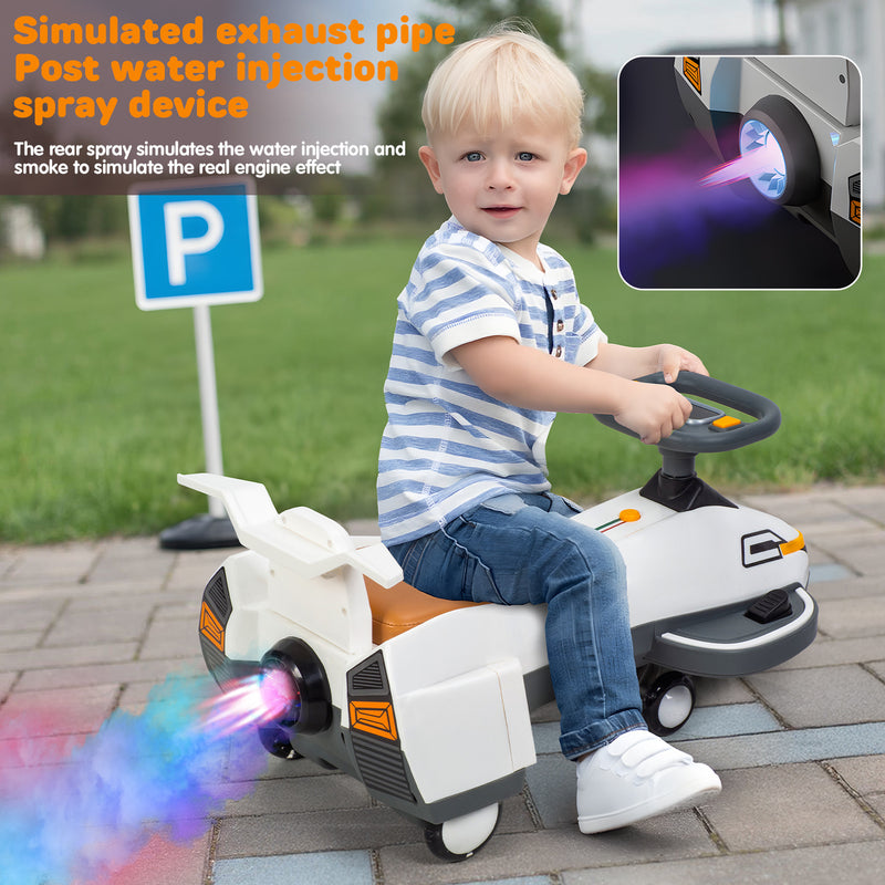 Electric Twist Car with Lights, Music, Helmet, and 2-in-1 Swing for Ages 1-6 Years Magic Cars 4