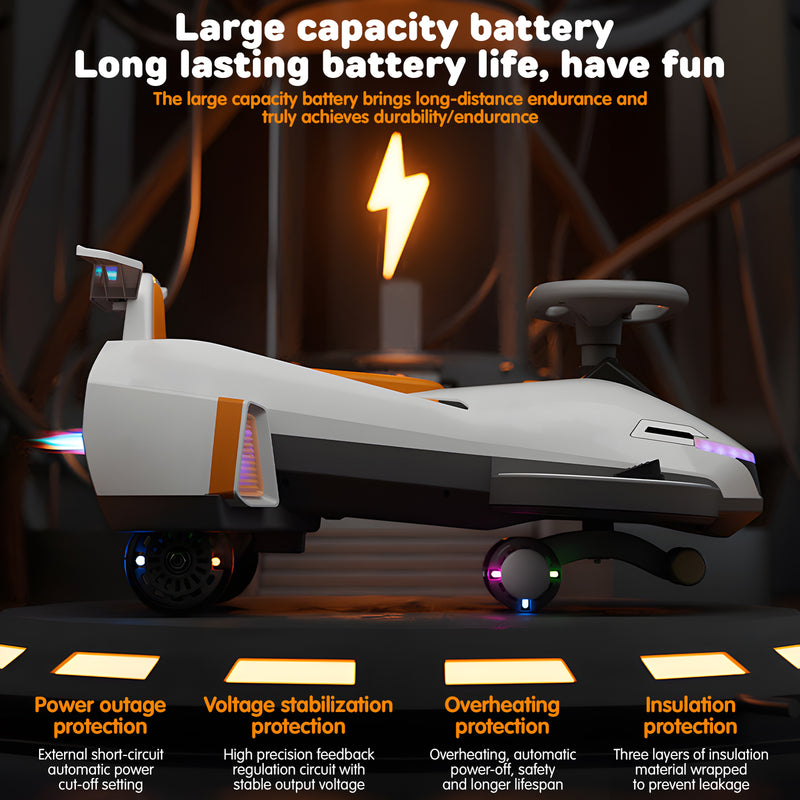 Electric Twist Car with Lights, Music, Helmet, and 2-in-1 Swing for Ages 1-6 Years Magic Cars 6