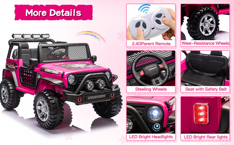 12V Electric 2-Seater Kids Ride-On Jeep Toy Car with Bluetooth, USB, and Remote Control Magic Cars 8