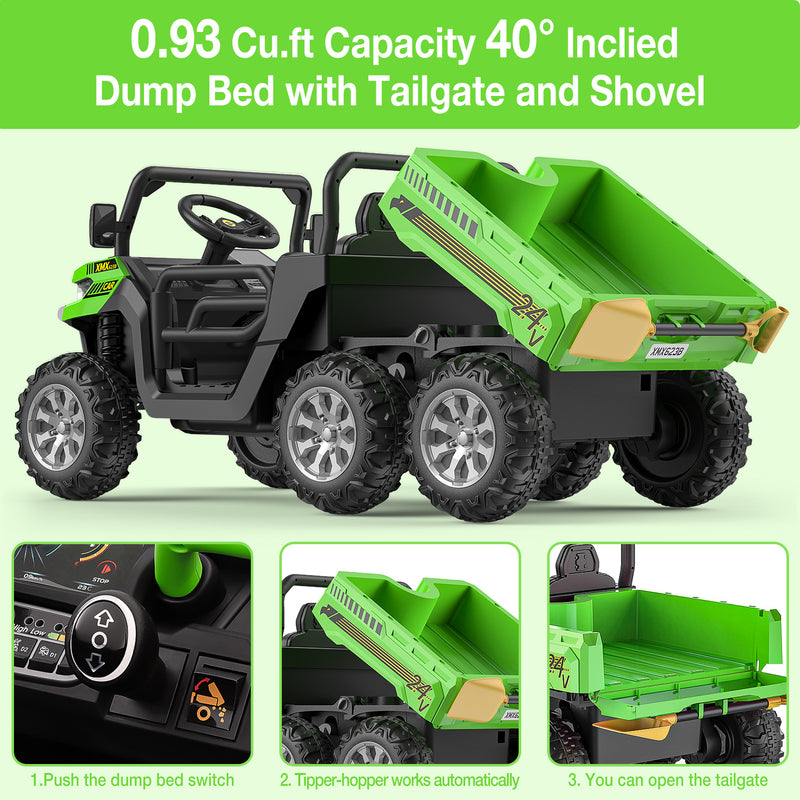 24V Battery-Powered 4WD Electric Ride-On Utility Dump Truck for Kids Magic Cars 11