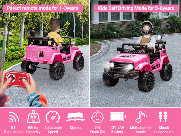12V Electric 2-Seater Kids Ride-On Jeep Truck with Remote Control Magic Cars 10