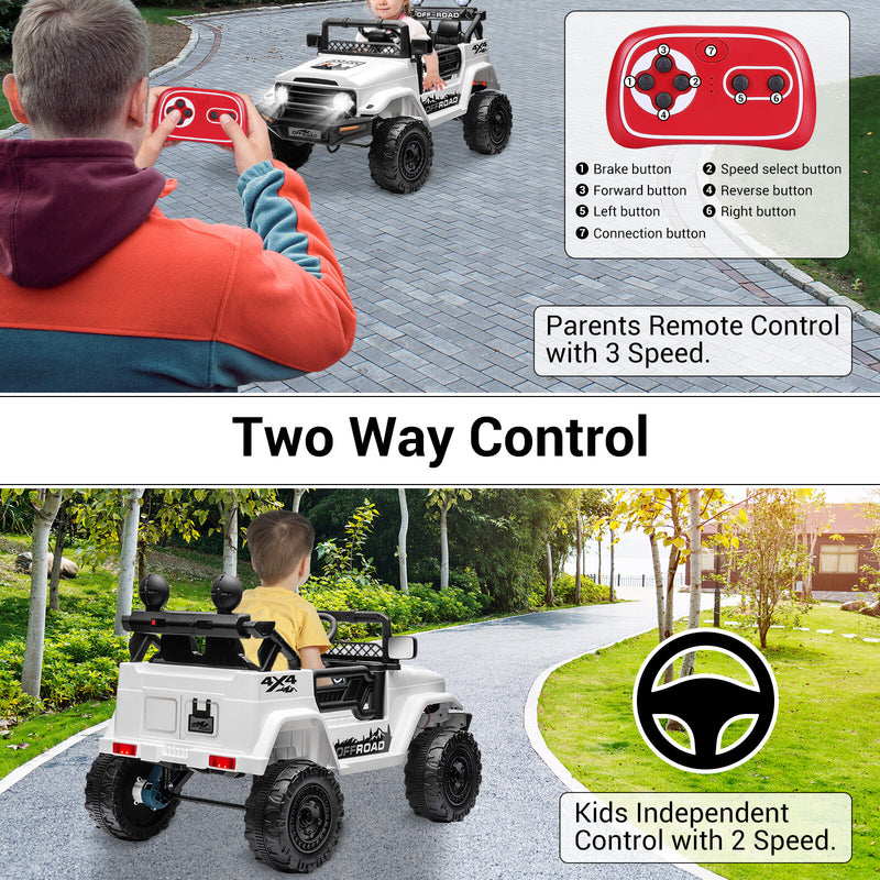 12V Electric 2-Seater Kids Ride-On Jeep Truck with Remote Control Magic Cars 2