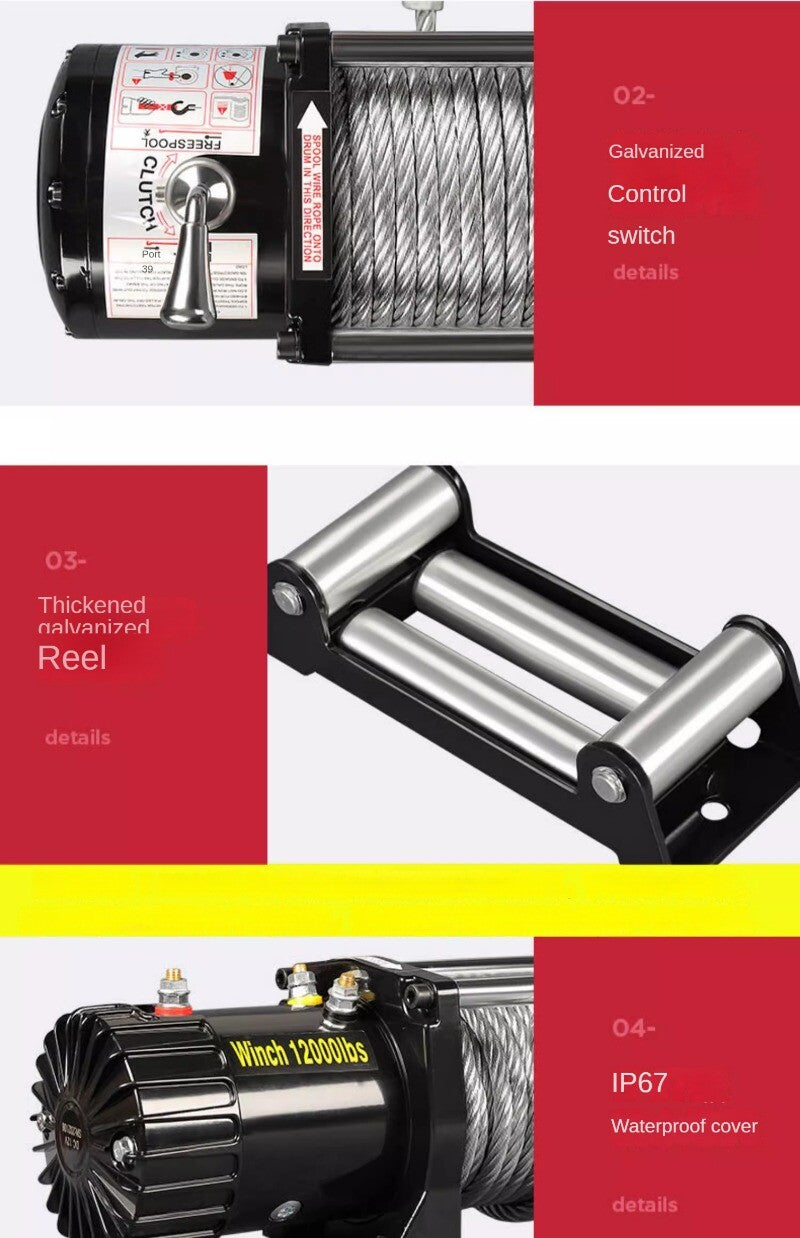 12V/24V Electric Car Winch Small Self-Rescue Hoist Crane Magic Cars 4