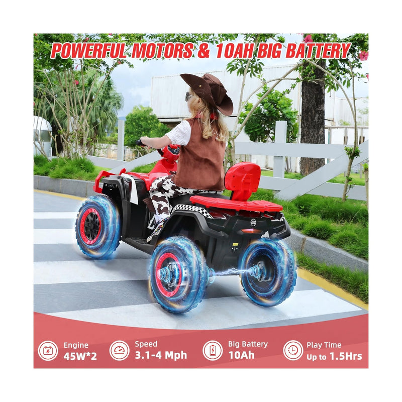 2-Seater Kids Electric ATV 12V 4-Wheeler with 10AH Battery Magic Cars 2
