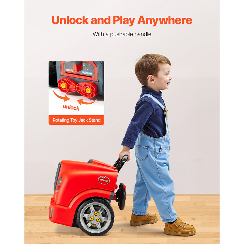 Kids Red Engine Mechanic Car Repair Toy Set with Removable Parts Magic Cars 4