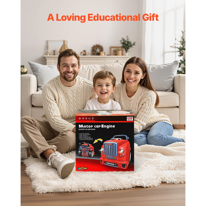 Kids Red Engine Mechanic Car Repair Toy Set with Removable Parts Magic Cars 7