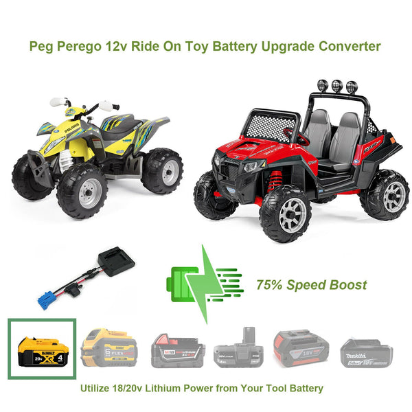 Enhance Your Polaris Outlaw/RZR 900 with a 12V to 18V Lithium Battery Upgrade by Peg Perego DeWalt flexvolt / Free Warranty 1 Year / Custom license