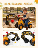 Excavator Ride-On Toy with Sounds & Steering Wheel for Children 2+ Years Magic Cars 2