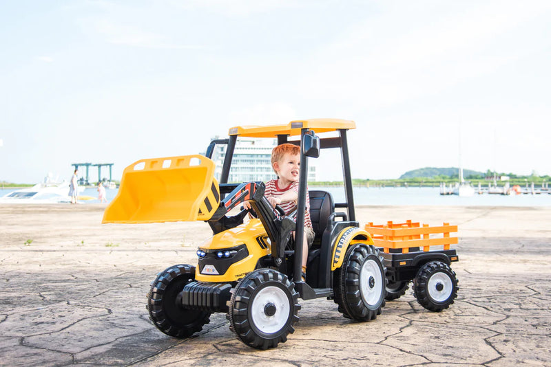 24V Children's Ride on Excavator Tractor with Trailer - Battery-Powered Electric Vehicle Plaything