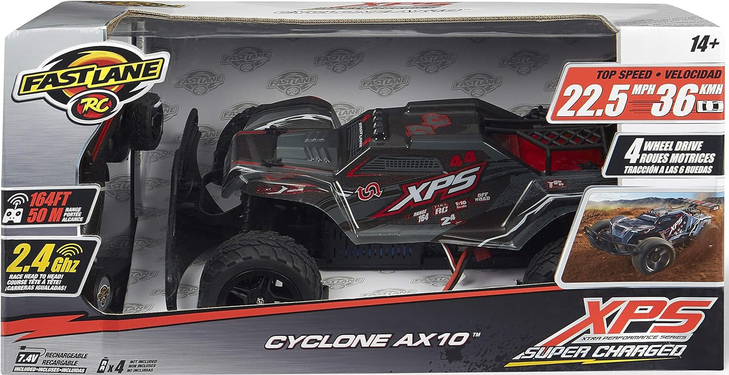 Fast Lane Cyclone AX10 Supercharged Black Battery-Powered RC Car