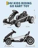 24V Electric Go Kart for Kids with Dual 300W Motors, 8.1 MPH Drift Capability in White