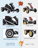 24V Electric Go Kart for Kids with Dual 300W Motors, 8.1 MPH Drift Capability in White