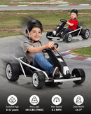 24V Electric Go Kart for Kids with Dual 300W Motors, 8.1 MPH Drift Capability in White
