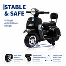 Kids 6V Electric 4-Wheel Ride-On Scooter with Headlight and Backrest