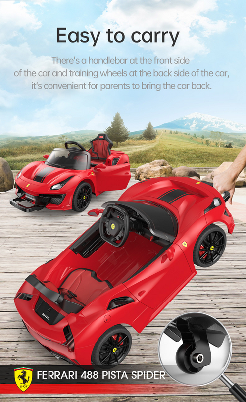 Kids Ferrari 488 Ride On Car For Children W/Magic Cars® Wireless Parental Control
