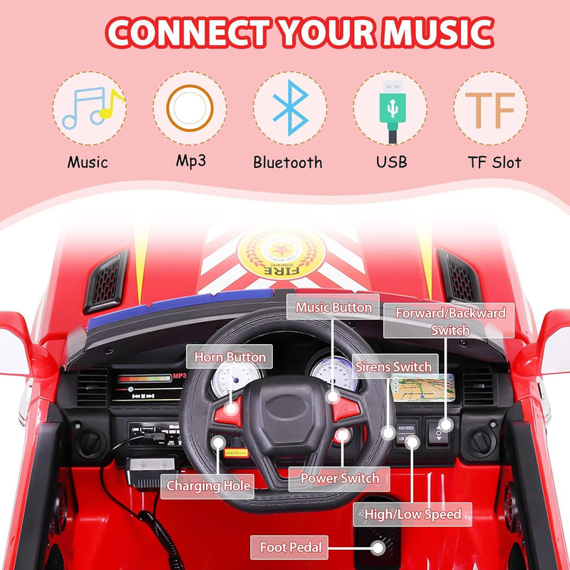 12V Ride-On Giant Fire Engine Truck Toy for Kids Magic Cars 4