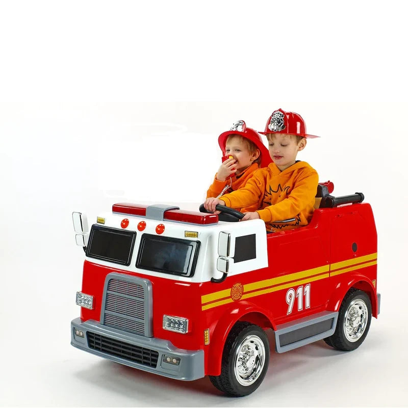 Fire Truck Ride On Toy 2 Seater Red W/Fire Hose Function PA System