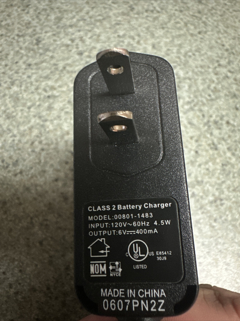 6V Class 2 OEM Battery Charger for Fisher-Price Power Wheels 00801-1483 Magic Cars 2