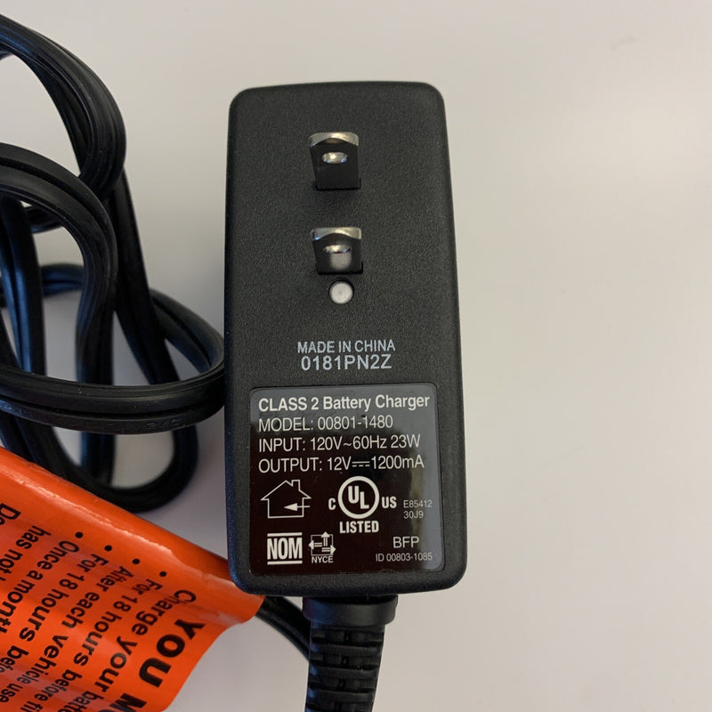 Power Wheels Class 2 12V 1200mA Gray Battery Charger 00801-1480 Magic Cars 6