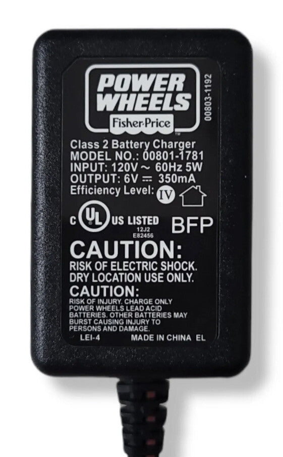 Power Wheels Class 2 Battery Charger with 6V 350mA AC Adapter Magic Cars 1