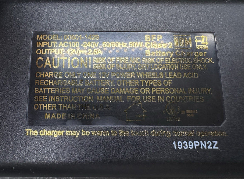 OEM 12V Fast Charger for Fisher-Price Power Wheels Magic Cars 9