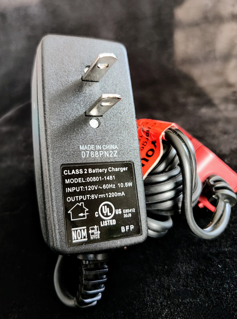 6-Volt 1200mA Red Battery Charger with Power Wheels Compatibility Magic Cars 1