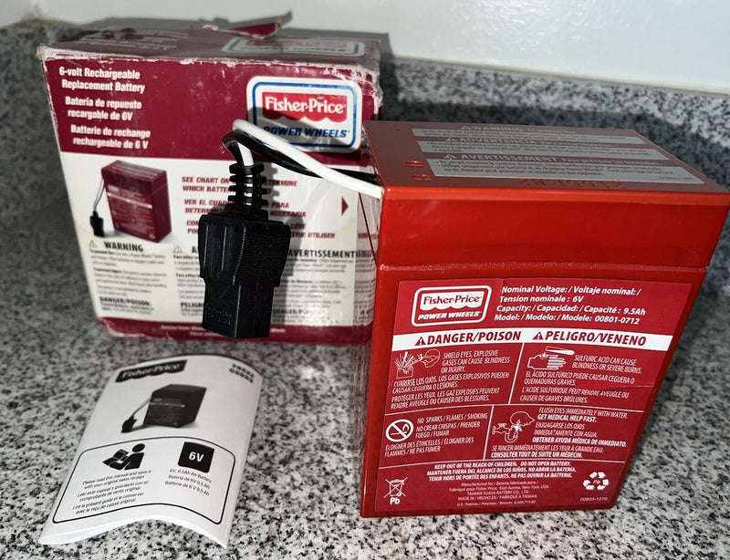 6 Volt Rechargeable Red Battery for Power Wheels Ride-On Toys Magic Cars 0