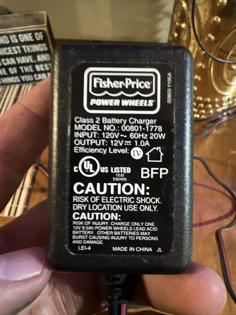 Power Wheels AC Adapter 12V 1A Battery Charger Model 00801-1778 Magic Cars 0