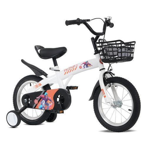Sporty Kids Bike with Training Wheels, Adjustable 18-Inch Saddle, and Stand Magic Cars 4