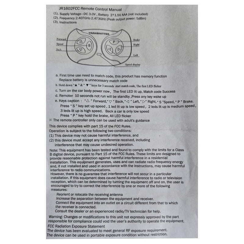 2.4G Bluetooth Remote Control for Ride-On Car with Wireless Controller Magic Cars 4