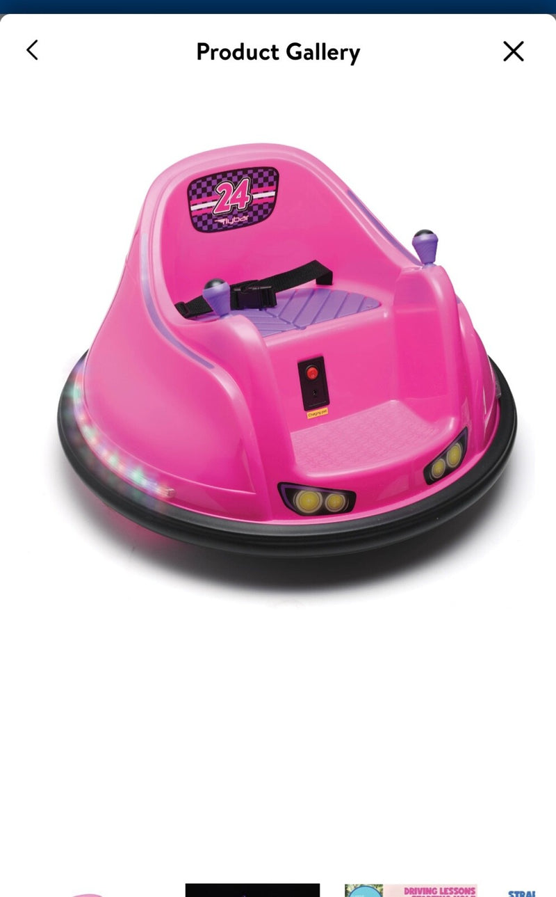 Flybar 6 Volt Pink Battery-Powered Bumper Car with LED Lights Magic Cars Variant 0