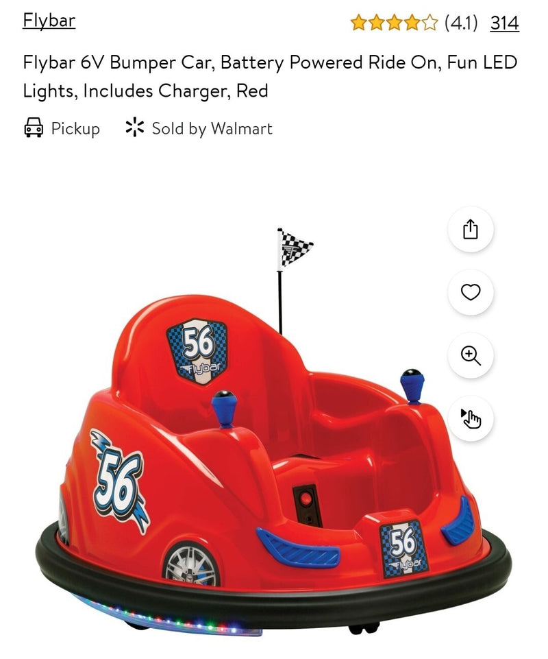 6V Battery-Powered Ride-On Car with Bumpers, LED Lights, and Charger - Red Magic Cars 1