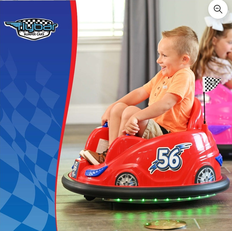 6V Battery-Powered Ride-On Car with Bumpers, LED Lights, and Charger - Red Magic Cars 4