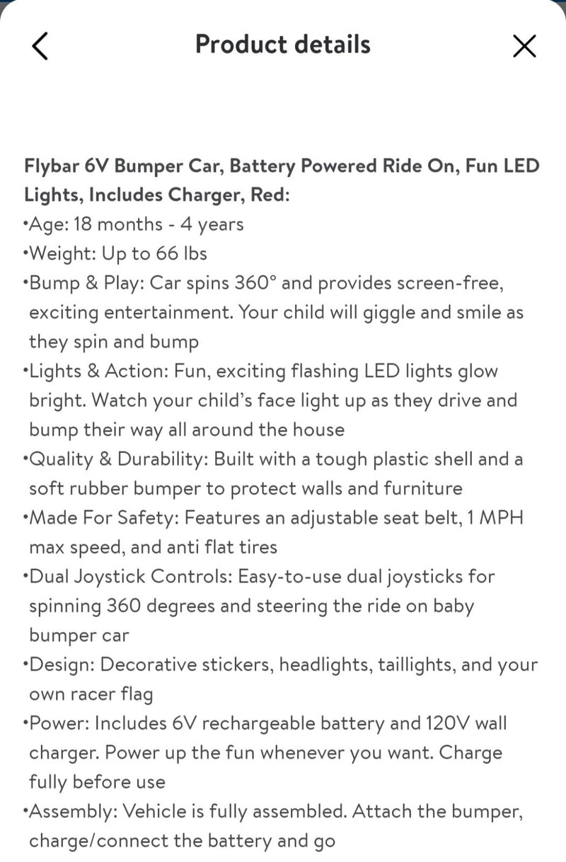 6V Battery-Powered Ride-On Car with Bumpers, LED Lights, and Charger - Red Magic Cars 9