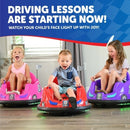 6V Red Bumper Car with LED Lights and Charger for Ages 1.5-4 Magic Cars 2