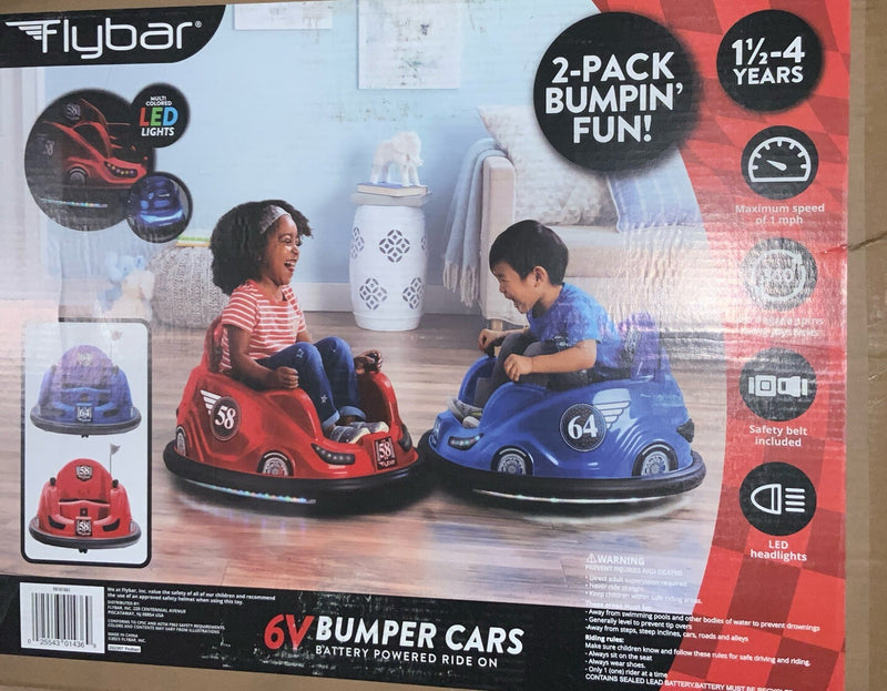 6 Volt Battery Powered Electric Bumper Cars Red and Blue 2-Pack Open Box Magic Cars Variant 0